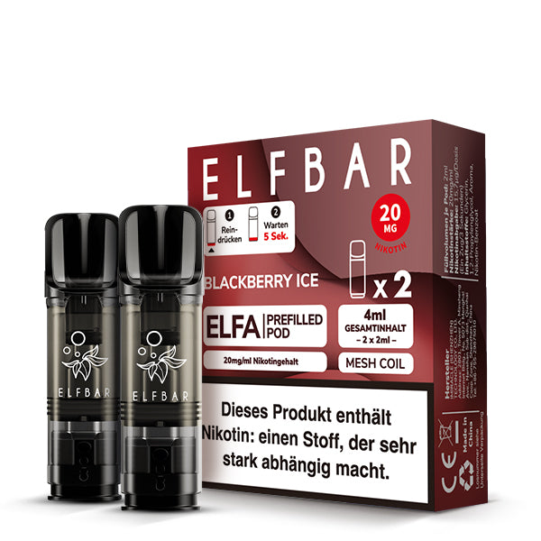 Elfbar - ELFA - Prefilled Pods (2 pcs) - Blackberry Ice - 20mg/ml // German Tax Stamp