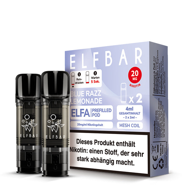 Elfbar - ELFA - Prefilled Pods (2 pcs) - Blue Razz Lemonade - 20mg/ml // German Tax Stamp