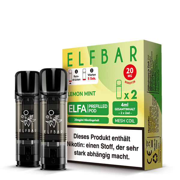 Elfbar - ELFA - Prefilled Pods (2 pcs) - Lemon Mint - 20mg/ml // German Tax Stamp