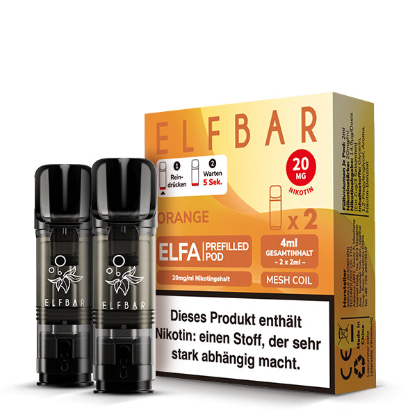 Elfbar - ELFA - Prefilled Pods (2 pcs) - Orange - 20mg/ml // German Tax Stamp