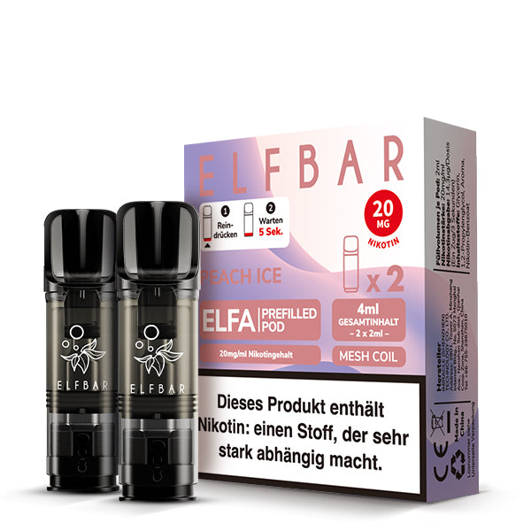 Elfbar - ELFA - Prefilled Pods (2 pcs) - Peach Ice (Juicy Peach) - 20mg/ml // German Tax Stamp
