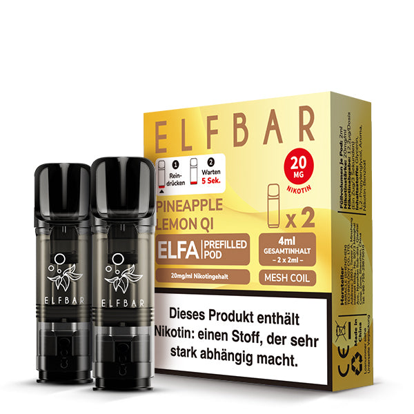 Elfbar - ELFA - Prefilled Pods (2 pcs) - Pineapple Lemon Qi - 20mg/ml // German Tax Stamp