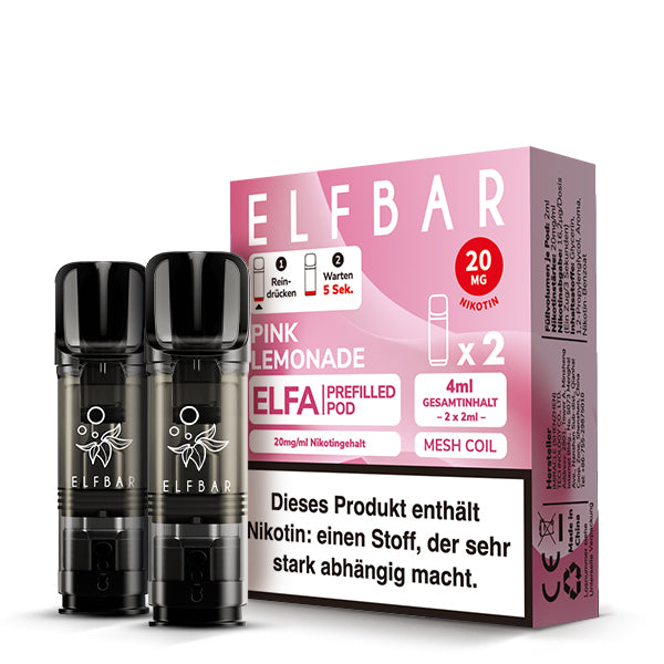 Elfbar - ELFA - Prefilled Pods (2 pcs) - Pink Lemonade - 20mg/ml // German Tax Stamp