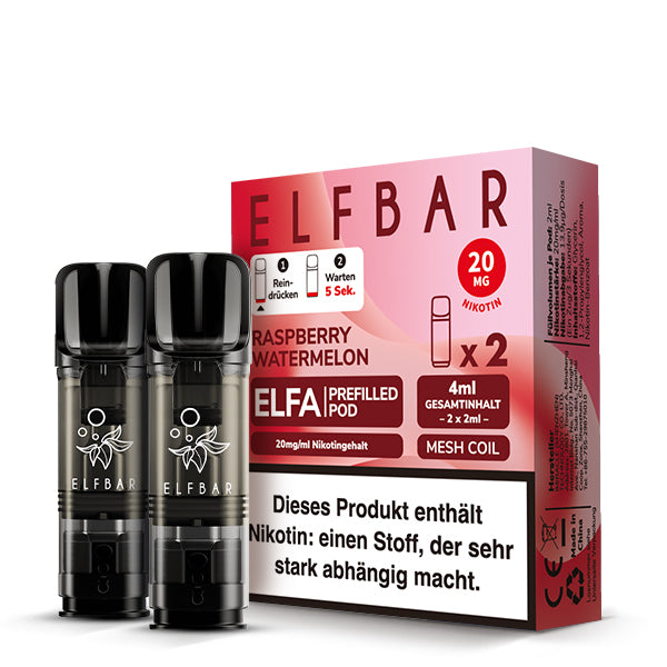Elfbar - ELFA - Prefilled Pods (2 pcs) - Raspberry Watermelon - 20mg/ml // German Tax Stamp