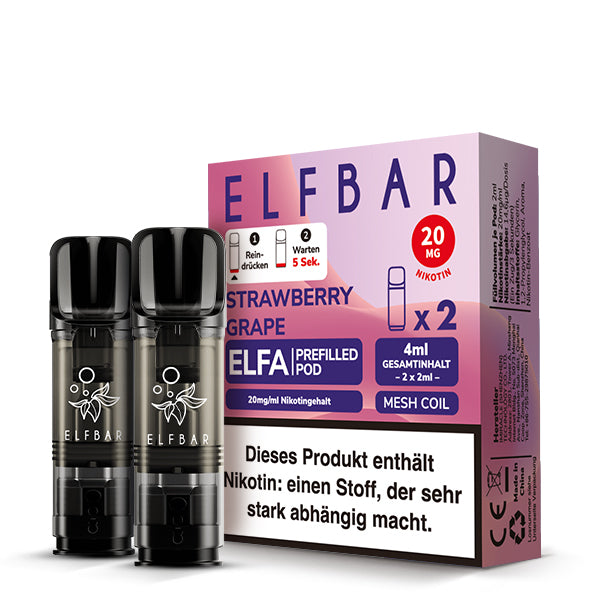 Elfbar - ELFA - Prefilled Pods (2 pcs) - Strawberry Grape - 20mg/ml // German Tax Stamp