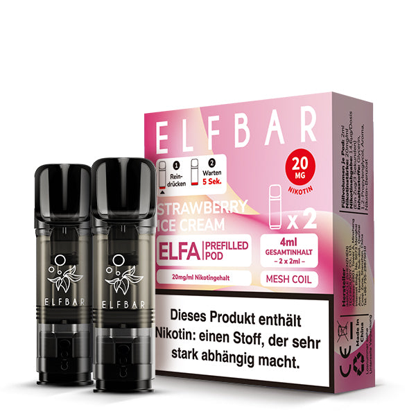 Elfbar - ELFA - Prefilled Pods (2 pcs) - Strawberry Ice - 20mg/ml // German Tax Stamp