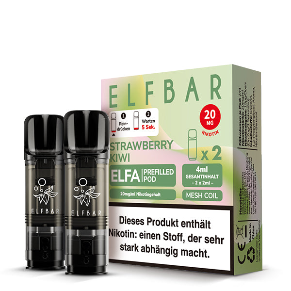 Elfbar - ELFA - Prefilled Pods (2 pcs) - Strawberry Kiwi - 20mg/ml // German Tax Stamp