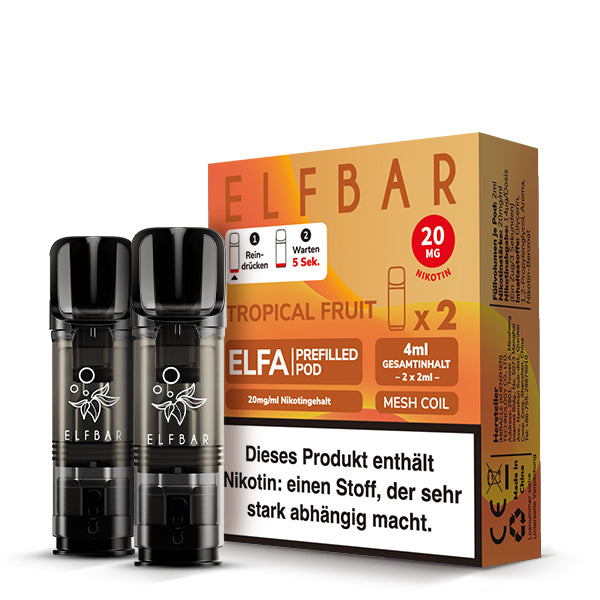 Elfbar - ELFA - Prefilled Pods (2 pcs) - Tropical Fruit - 20mg/ml // German Tax Stamp