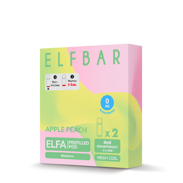 Elfbar - ELFA - Prefilled Pods (2 pcs) - Apple Peach - Nicotine free // German Tax Stamp