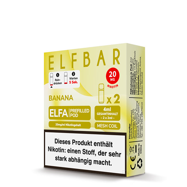 Elfbar - ELFA - Prefilled Pods (2 pcs) - Banana - 20mg/ml // German Tax Stamp