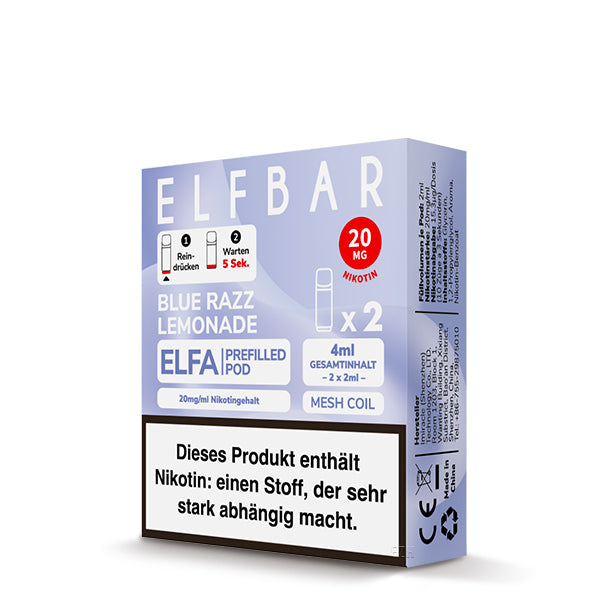 Elfbar - ELFA - Prefilled Pods (2 pcs) - Blue Razz Lemonade - 20mg/ml // German Tax Stamp