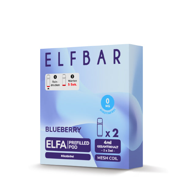 Elfbar - ELFA - Prefilled Pods (2 pcs) - Blueberry - Nicotine free // German Tax Stamp