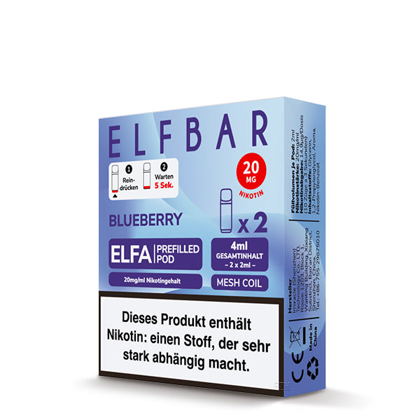 Elfbar - ELFA - Prefilled Pods (2 pcs) - Blueberry - 20mg/ml // German Tax Stamp