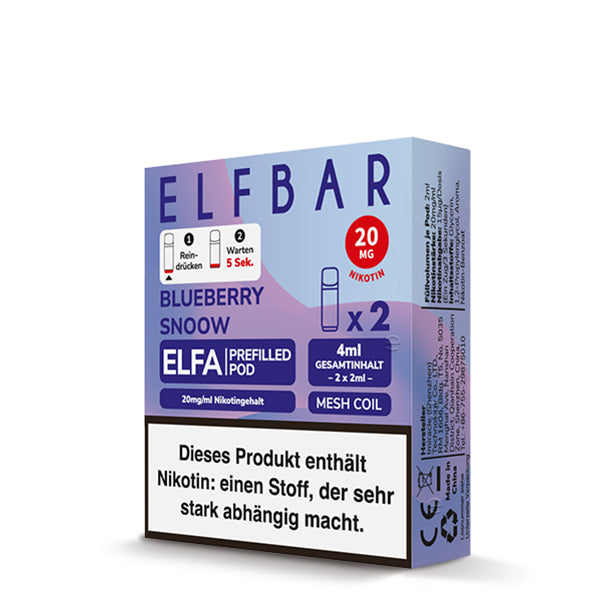 Elfbar - ELFA - Prefilled Pods (2 pcs) - Blueberry Snoow - 20mg/ml // German Tax Stamp