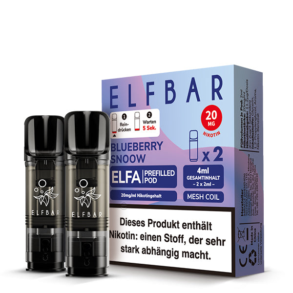 Elfbar - ELFA - Prefilled Pods (2 pcs) - Blueberry Snoow - 20mg/ml // German Tax Stamp