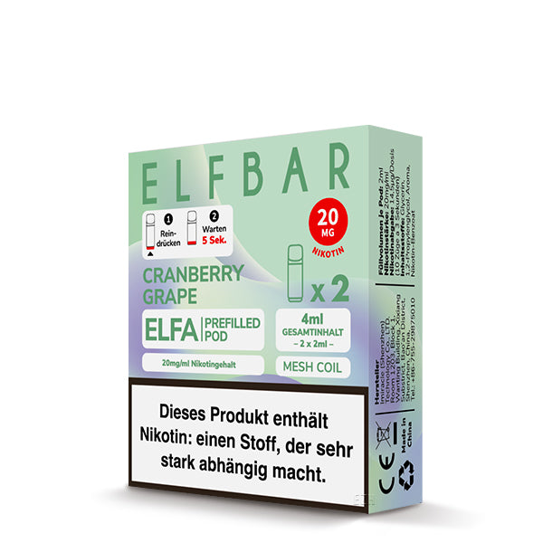 Elfbar - ELFA - Prefilled Pods (2 pcs) - Cranberry Grape - 20mg/ml // German Tax Stamp