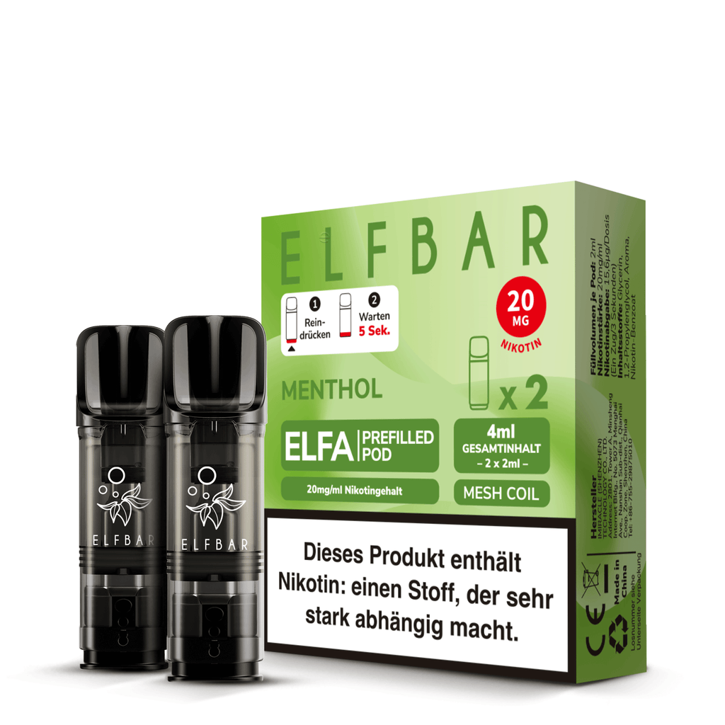 Elfbar - ELFA - Prefilled Pods (2 pcs) - Menthol - 20mg/ml // German Tax Stamp