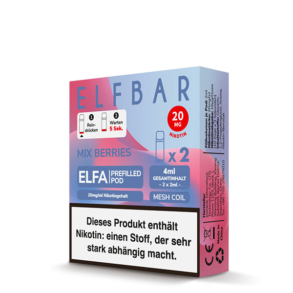 Elfbar - ELFA - Prefilled Pods (2 pcs) - Mix Berries - 20mg/ml // German Tax Stamp