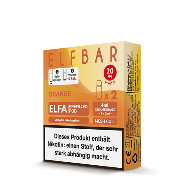 Elfbar - ELFA - Prefilled Pods (2 pcs) - Orange - 20mg/ml // German Tax Stamp