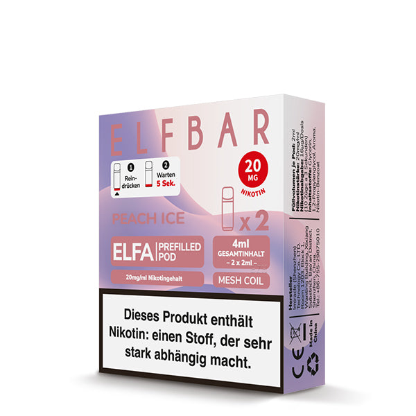 Elfbar - ELFA - Prefilled Pods (2 pcs) - Peach Ice (Juicy Peach) - 20mg/ml // German Tax Stamp