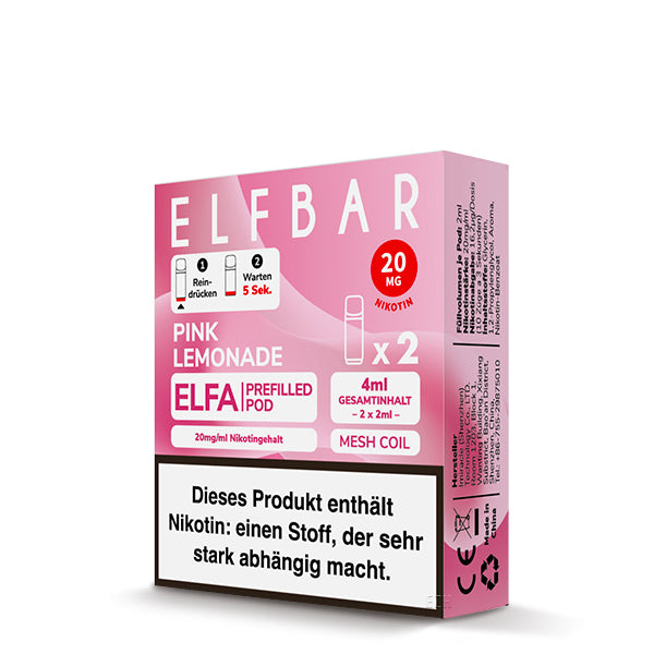 Elfbar - ELFA - Prefilled Pods (2 pcs) - Pink Lemonade - 20mg/ml // German Tax Stamp