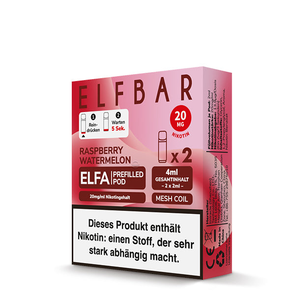 Elfbar - ELFA - Prefilled Pods (2 pcs) - Raspberry Watermelon - 20mg/ml // German Tax Stamp