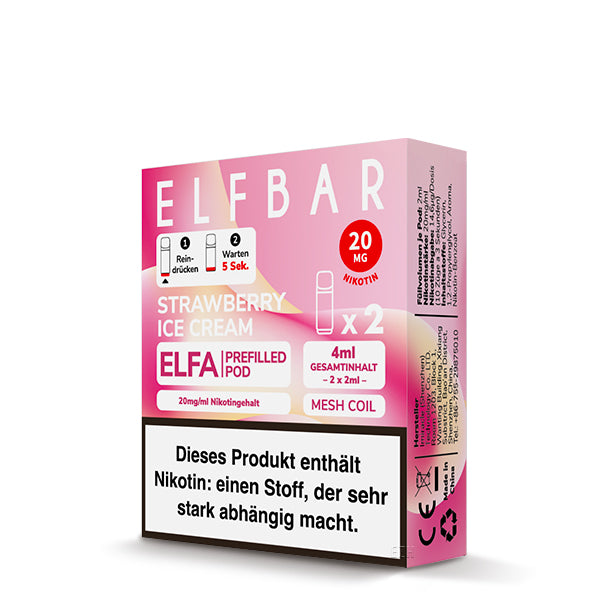 Elfbar - ELFA - Prefilled Pods (2 pcs) - Strawberry Ice - 20mg/ml // German Tax Stamp