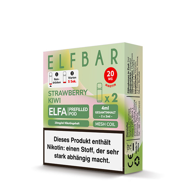 Elfbar - ELFA - Prefilled Pods (2 pcs) - Strawberry Kiwi - 20mg/ml // German Tax Stamp