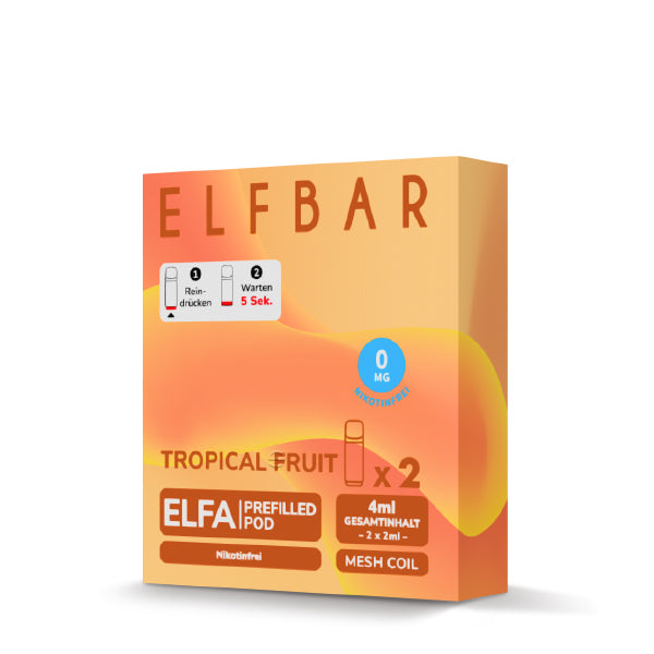 Elfbar - ELFA - Prefilled Pods (2 pcs) - Tropical Fruit - Nicotine free // German Tax Stamp
