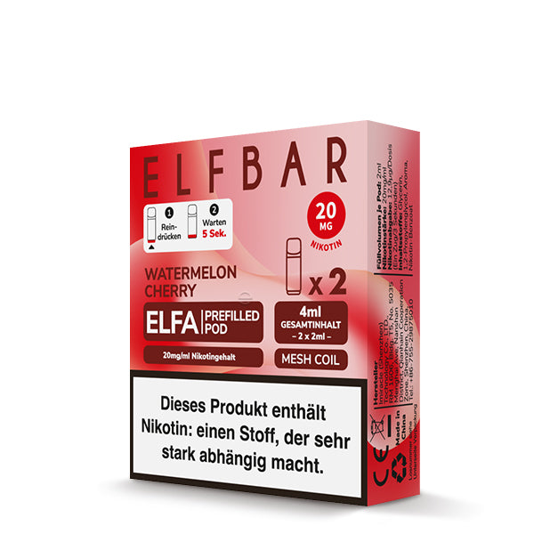 Elfbar - ELFA - Prefilled Pods (2 pcs) - Watermelon Cherry - 20mg/ml // German Tax Stamp