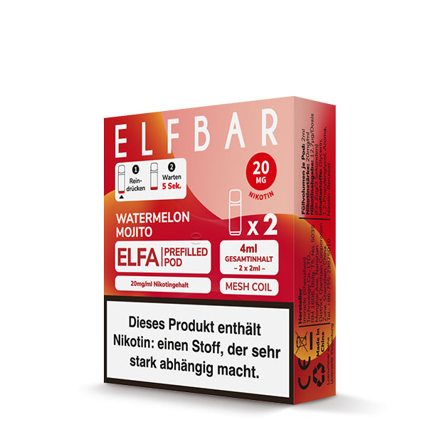 Elfbar - ELFA - Prefilled Pods (2 pcs) - Watermelon Mojito - 20mg/ml // German Tax Stamp