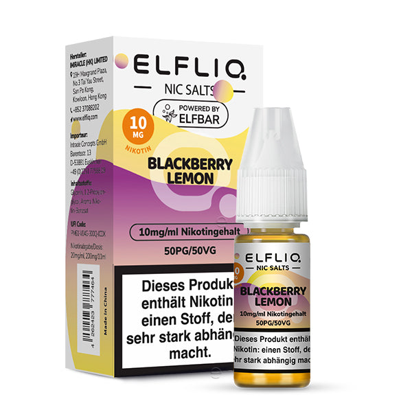 Elfbar - ELFLIQ - Blackberry Lemon - 10ml - 10mg/ml - NicSalt // German Tax Stamp