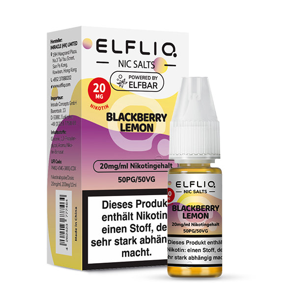 Elfbar - ELFLIQ - Blackberry Lemon - 10ml - 20mg/ml - NicSalt // German Tax Stamp