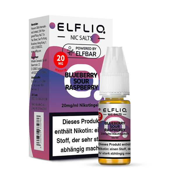 Elfbar - ELFLIQ - Blueberry Sour Raspberry - 10ml - 20mg/ml - NicSalt // German Tax Stamp