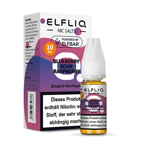 Elfbar - ELFLIQ - Blueberry Sour Raspberry - 10ml - 10mg/ml - NicSalt // German Tax Stamp
