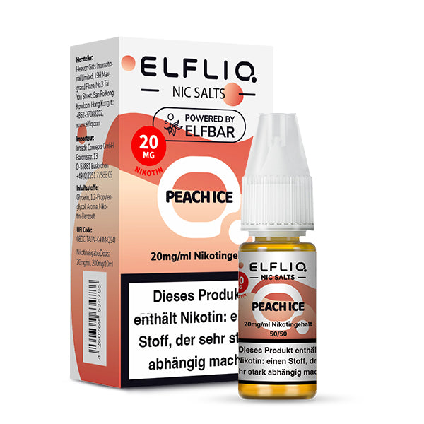 Elfbar - ELFLIQ - Peach Ice - 10ml - 20mg/ml - NicSalt // German Tax Stamp
