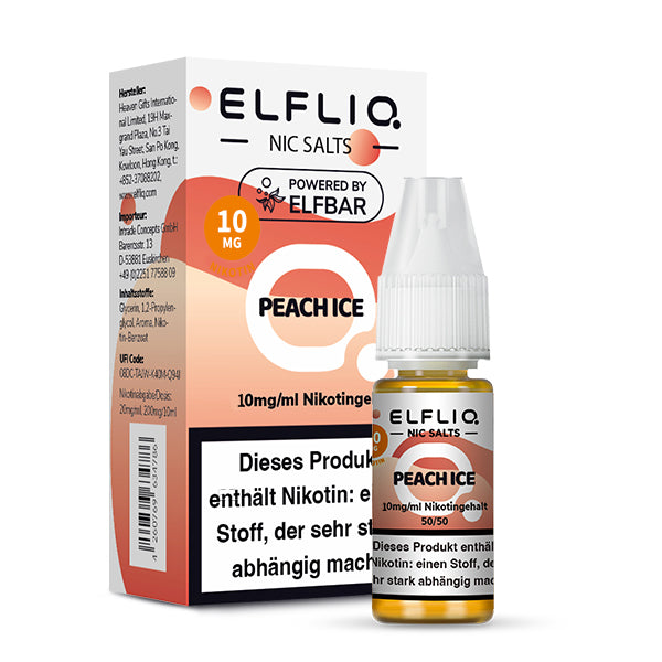 Elfbar - ELFLIQ - Peach Ice - 10ml - 10mg/ml - NicSalt // German Tax Stamp