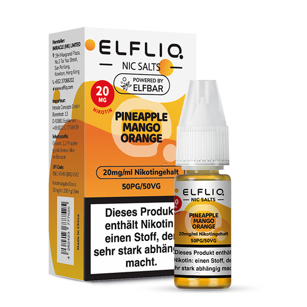 Elfbar - ELFLIQ - Pineapple Mango Orange - 10ml - 20mg/ml - NicSalt // German Tax Stamp