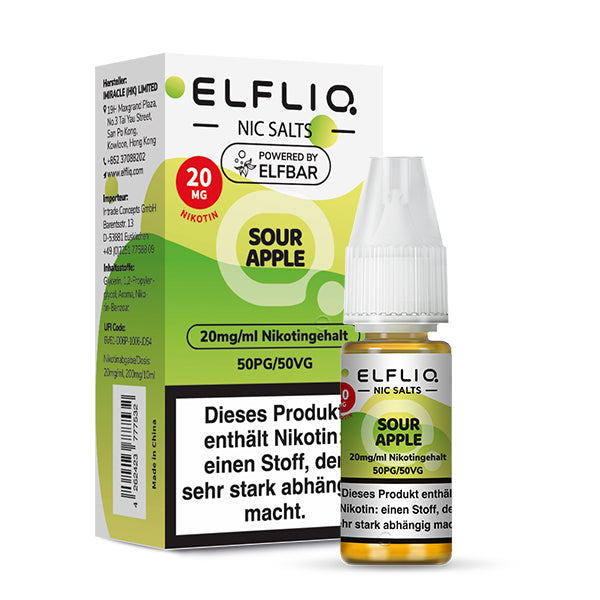 Elfbar - ELFLIQ - Sour Apple - 10ml - 20mg/ml - NicSalt