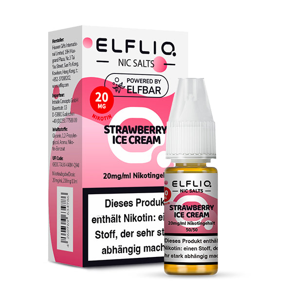 Elfbar - ELFLIQ - Strawberry Ice Cream - 10ml - 20mg/ml - NicSalt // German Tax Stamp