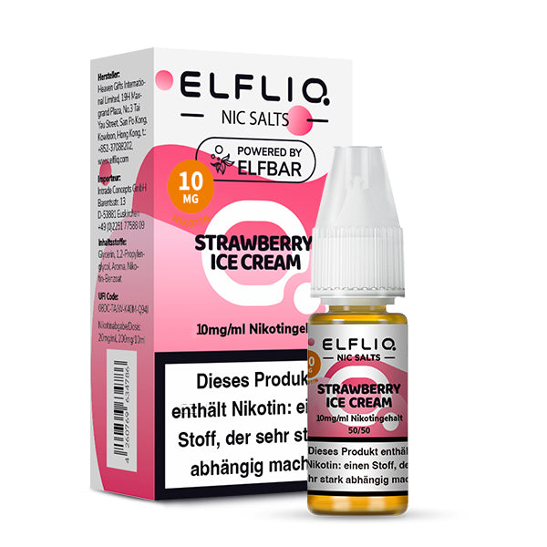 Elfbar - ELFLIQ - Strawberry Ice Cream - 10ml - 10mg/ml - NicSalt // German Tax Stamp