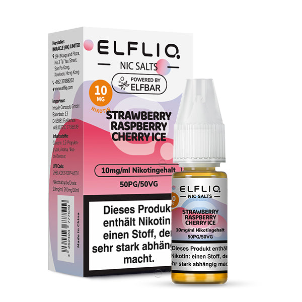 Elfbar - ELFLIQ - Strawberry Raspberry Cherry Ice - 10ml - 10mg/ml - NicSalt