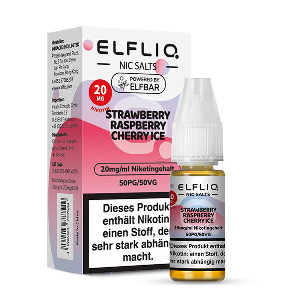Elfbar - ELFLIQ - Strawberry Raspberry Cherry Ice - 10ml - 20mg/ml - NicSalt