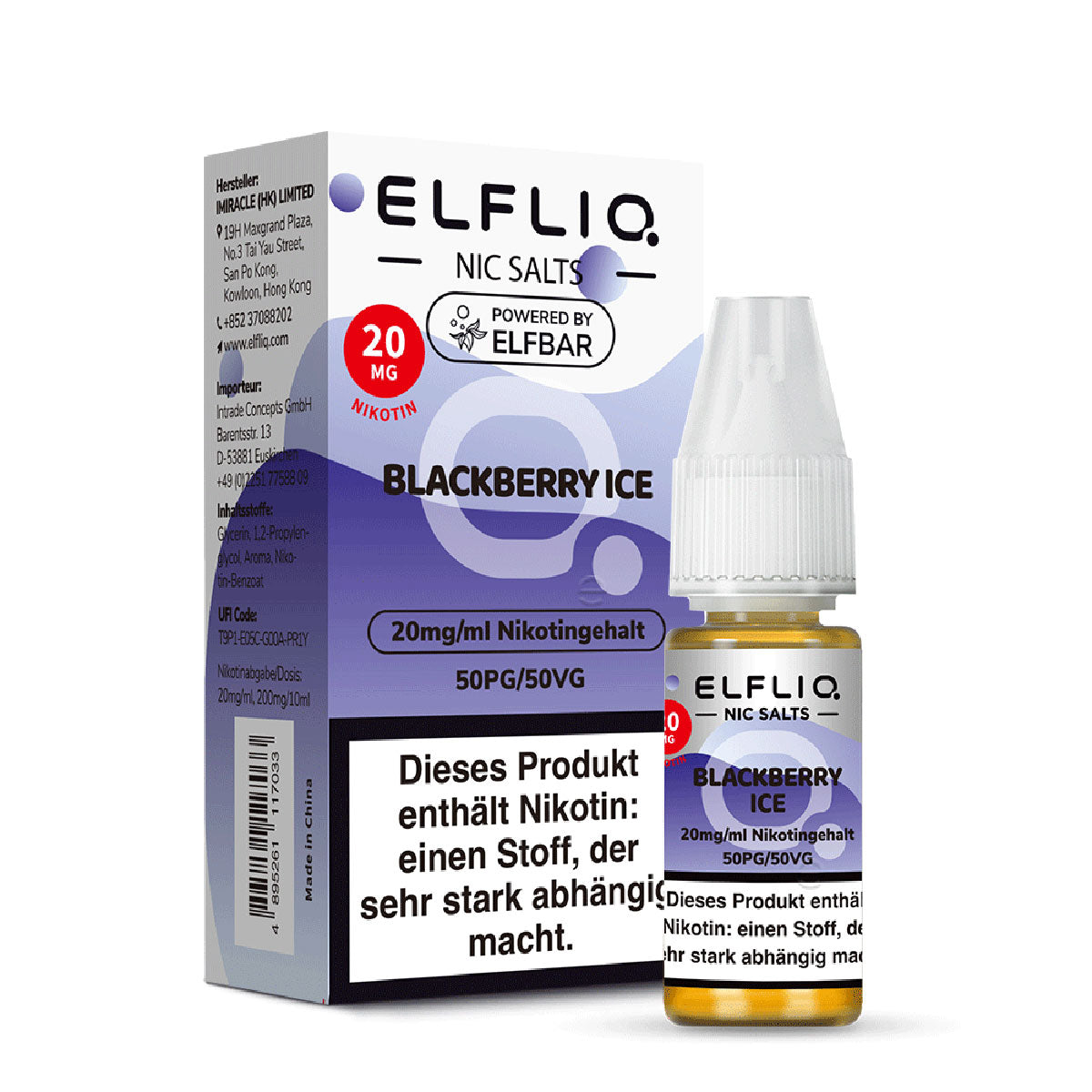 Elfbar - ELFLIQ - Blackberry Ice - 10ml - 20mg/ml - NicSalt // German Tax Stamp