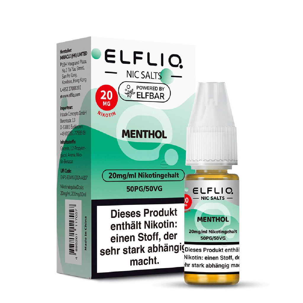 Elfbar - ELFLIQ - Menthol - 10ml - 20mg/ml - NicSalt // German Tax Stamp