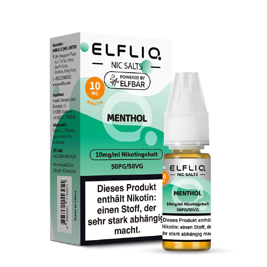 Elfbar - ELFLIQ - Menthol - 10ml - 10mg/ml - NicSalt // German Tax Stamp