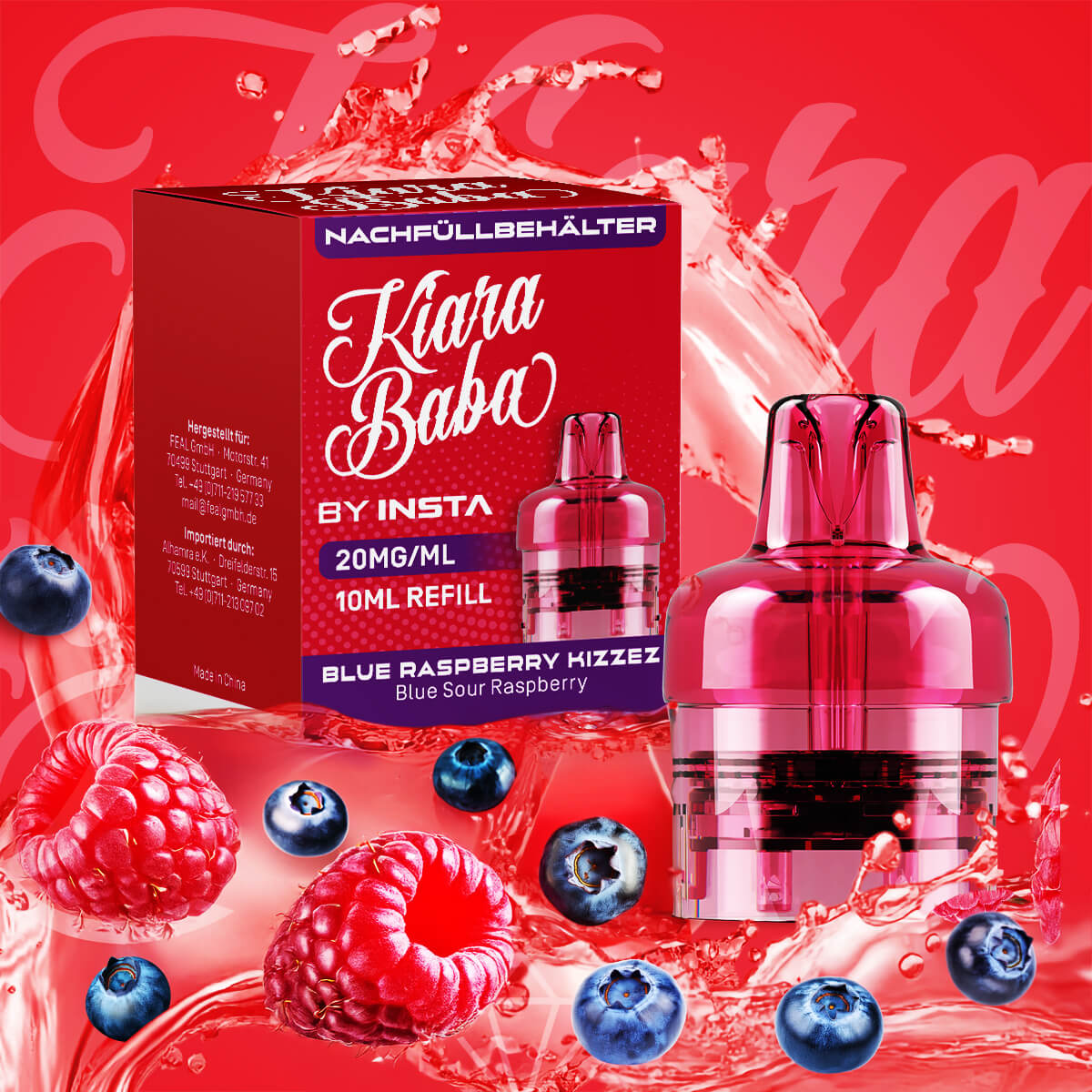 *NEU* Kiara Baba 10K - Refill Container - Blue Raspberry Kizzez - 10ml - 20mg/ml // Steuerware