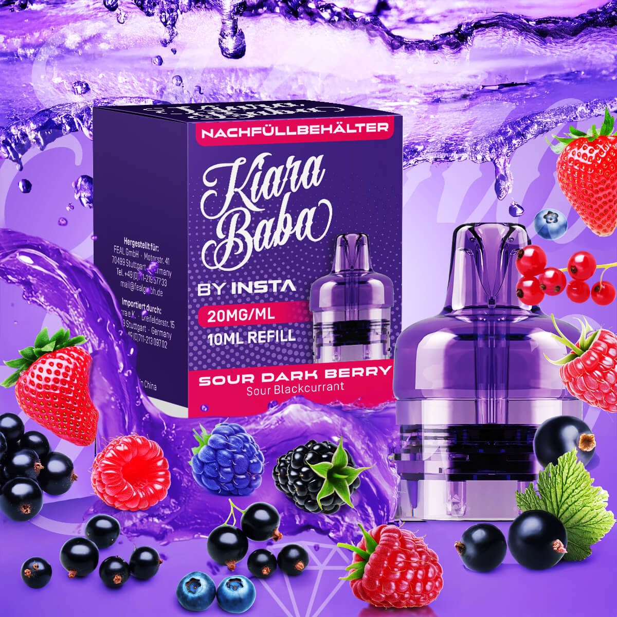 *NEU* Kiara Baba 10K - Refill Container - Sour Dark Berry - 10ml - 20mg/ml // Steuerware